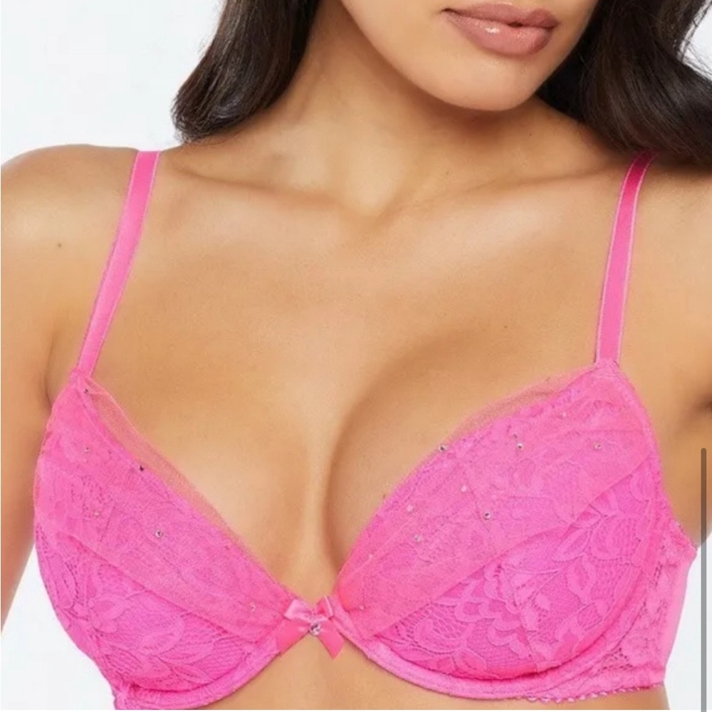 Savage X Fenty Adam Selman Pink Rhinestone Bra (38B)